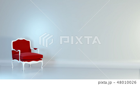 Classic red armchair on studio 3d rendering background Classic red armchair on studio 3d rendering background 48010026