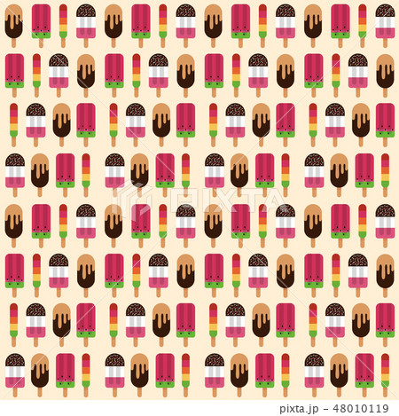 Seamless pattern with ice cream. Flat icon.  48010119