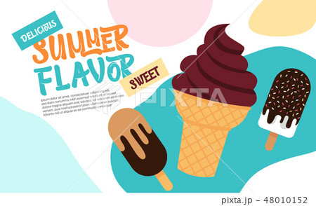 Sweet ice cream dessert menu card or sign board.  48010152
