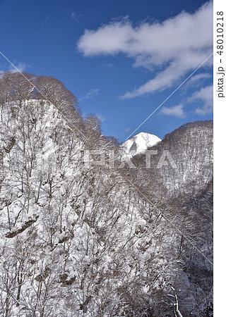 冬の北海道八雲町八熊峠で峠の山々の雪景色を撮影 48010218