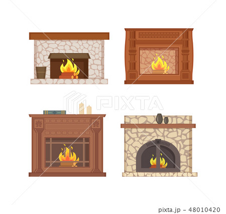 Fireplace with Bucket and Shelf for Vase Decor 48010420