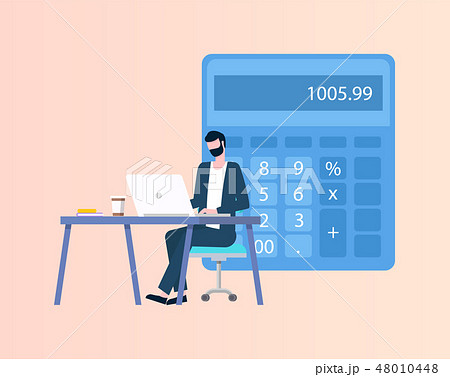 Accountant Using Laptop, Doing Counting Vector Accountant Using Laptop, Doing Counting Vector 48010448