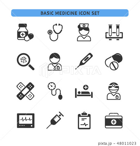 Basic medicine icons set 48011023