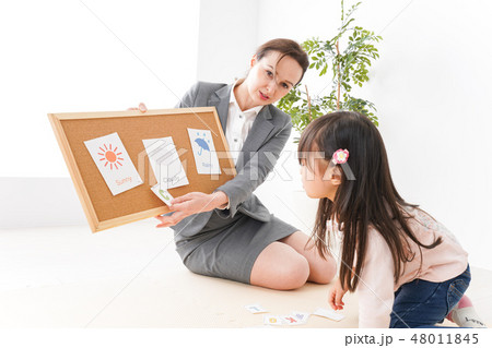ネイティブスピーカーと英語を勉強する子ども ネイティブスピーカーと英語を勉強する子ども 48011845