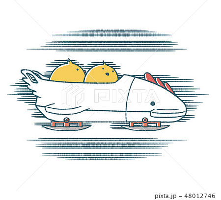 ゆるいひよこたちのボブスレーのイラスト素材