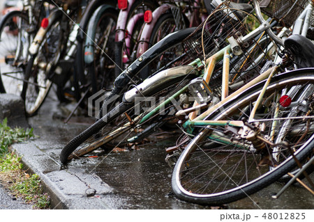 雨　放置自転車 48012825