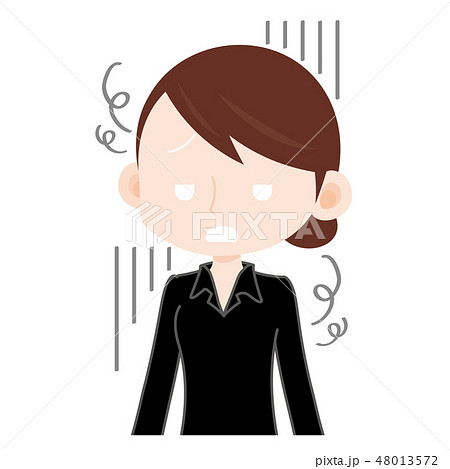女性上半身　黒のシャツ　どんより　げんなり 48013572