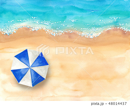 パラソルのあるビーチ風景のイラスト素材