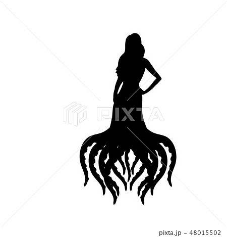 Octopus woman silhouette ancient mythology fantasy 48015502