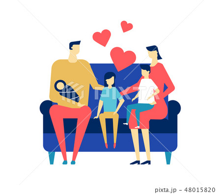 Happy family - flat design style colorful illustration Happy family - flat design style colorful illustration 48015820