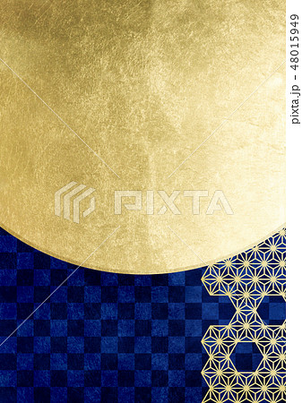 市松 麻の葉 箔 金青 イメージ （背景素材）のイラスト素材 [48015949] - PIXTA