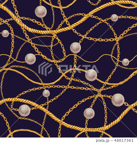 Golden chain glamour seamless pattern illustration Golden chain glamour seamless pattern illustration 48017361
