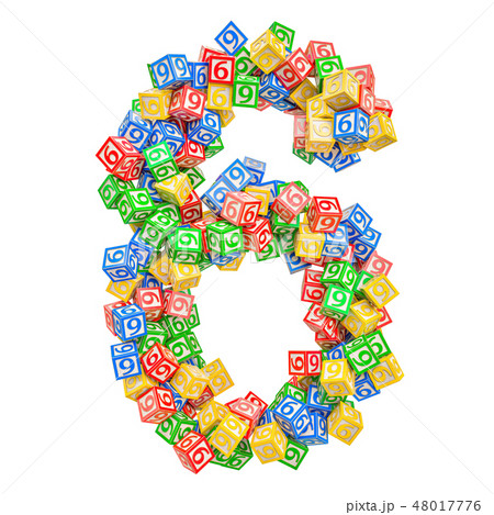Number 6, from ABC Alphabet Wooden Blocks 48017776