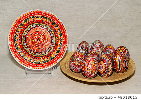 Easter eggs, the hand-painted with acrylic paints Easter eggs, the hand-painted with acrylic paints 48018015