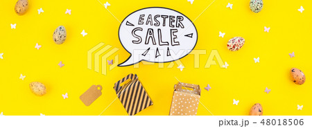 Creative Top view holiday Easter Sale Concept Creative Top view holiday Easter Sale Concept 48018506