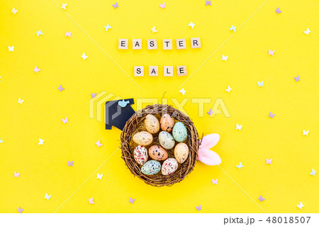 Creative Top view holiday Easter Sale Concept 48018507