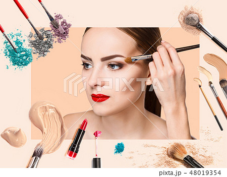 Beauty collage. Faces of women. Fashion photo Beauty collage. Faces of women. Fashion photo 48019354