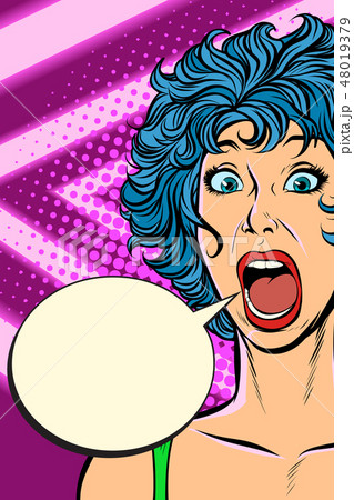 woman panic, fear, surprise gesture. Girls 80s 48019379
