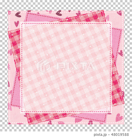 パッチワーク風 パターン柄フレーム 背景素材 テキストスペース ハート パッチワーク風 パターン柄フレーム 背景素材 テキストスペース ハート 48019588
