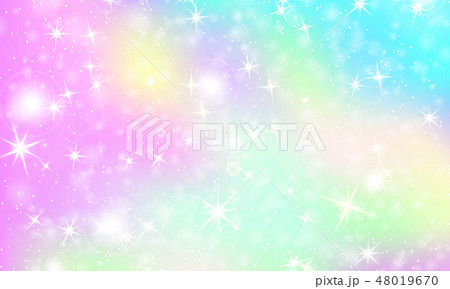 Unicorn rainbow background. Holographic sky 48019670