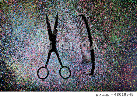 scissors hairbrush shadow chalkboard chalk scissors hairbrush shadow chalkboard chalk 48019949