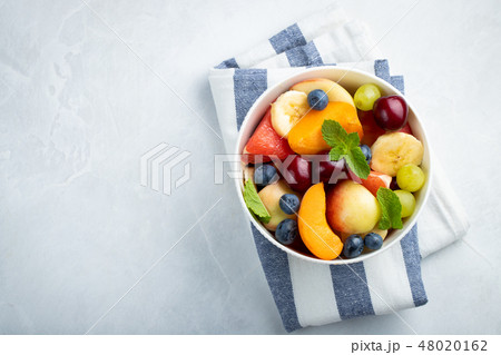 Bowl of healthy fresh fruit salad. Bowl of healthy fresh fruit salad. 48020162