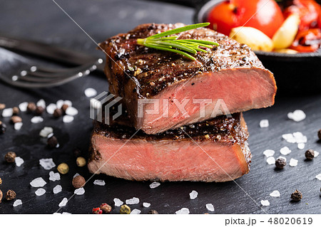 Closeup ready to eat steak Top Blade. Closeup ready to eat steak Top Blade. 48020619
