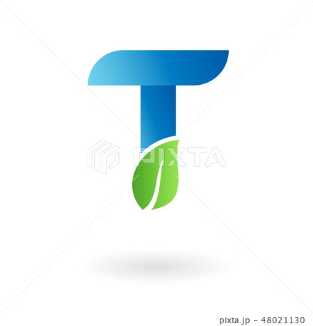 T letter natural organic leaf blue cool logo 48021130