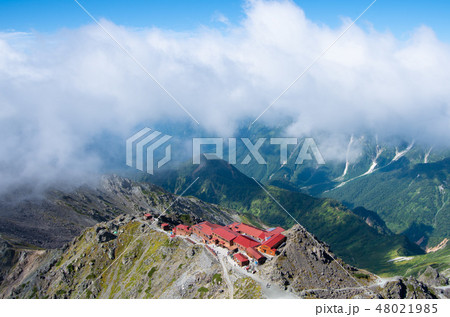 槍ヶ岳山頂から見る槍ヶ岳山荘 48021985