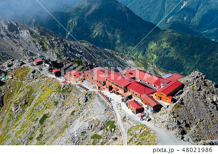 槍ヶ岳山頂から見る槍ヶ岳山荘 48021986