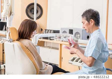 歯医者で説明を受ける女性 48022212