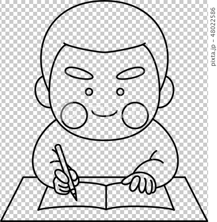 少年キャラクター勉強のイラスト素材