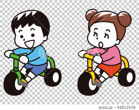 三輪車に乗った子供のイラスト素材