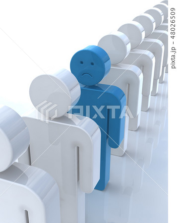 Cg 3d イラスト デザイン 行列 人 人気 ドミノ 一列 秩序 混雑 イベント 不満のイラスト素材