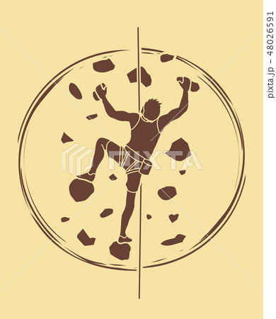 Man climbing on the wall graphic vector. 48026591