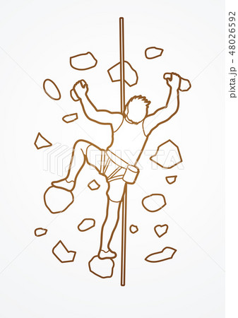 Man climbing on the wall graphic vector. 48026592