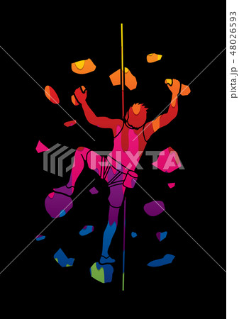 Man climbing on the wall graphic vector. 48026593
