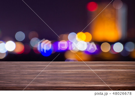 Night twilight blurred light bokeh in downtown. 48026678