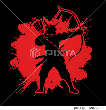 Samurai Warrior with bow graphic vector Samurai Warrior with bow graphic vector 48027263