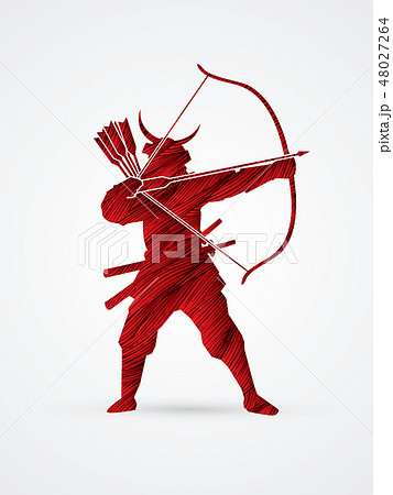 Samurai Warrior with bow graphic vector Samurai Warrior with bow graphic vector 48027264