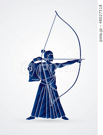 Man bowing Kyudo graphic vector. 48027518
