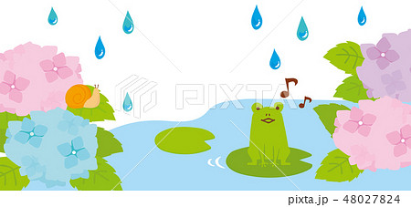 梅雨イメージ 池のイラスト素材