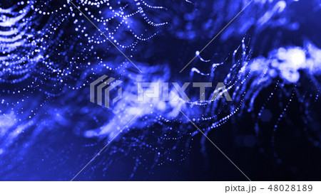 Abstract glow particles in air as science fiction microcosm or macro world or sci-fi. 3d render of 48028189