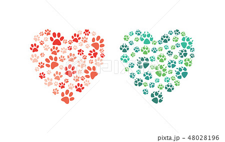 Vector heart made of animal paw footprint icon Vector heart made of animal paw footprint icon 48028196