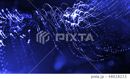 Abstract glow particles in air as science fiction microcosm or macro world or sci-fi. 3d render of 48028223