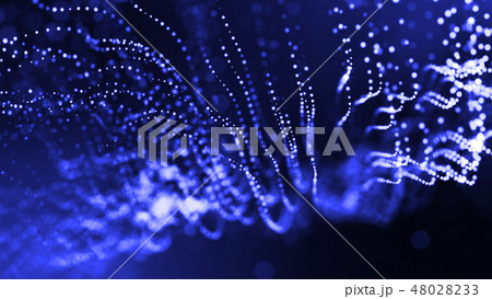 Abstract glow particles in air as science fiction microcosm or macro world or sci-fi. 3d render of 48028233