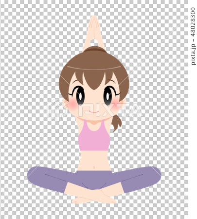 一個女人坐著伸展 48028300