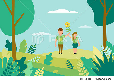 Spring landscape Vector illustration in flat style Spring landscape Vector illustration in flat style 48028339