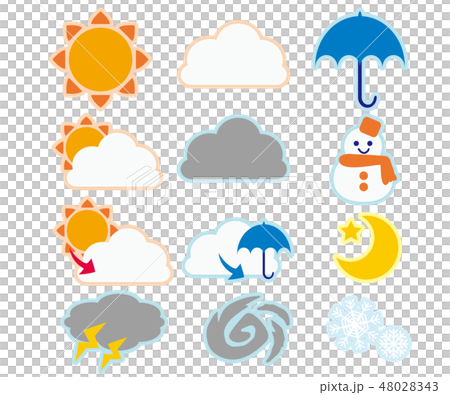 天気アイコンセット　フチ有 48028343