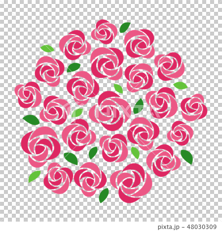 たくさんのピンクのバラ 花束のイラスト素材